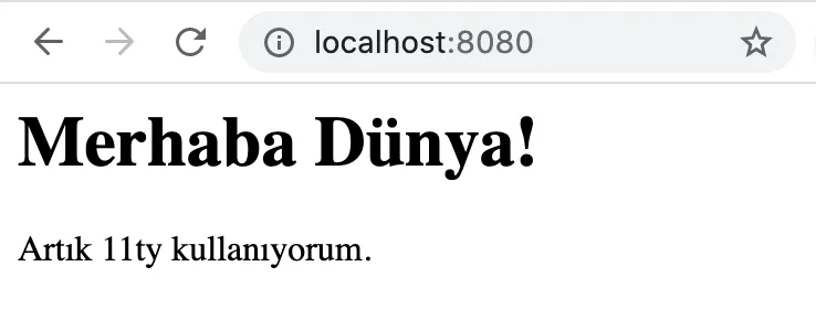 Eleventy ile ilk derleme sonucu: Merhaba Dünya