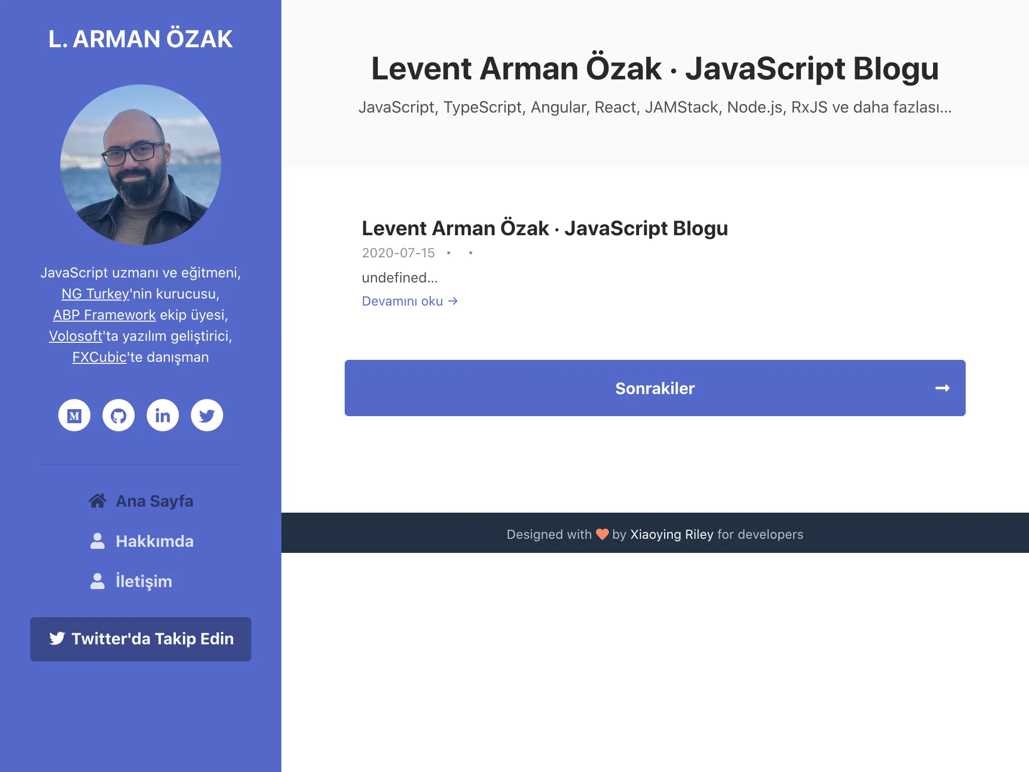 Eleventy ile şablon üzerinde değişiklik yapınca ortaya çıkan görüntü: Renk ve içerik tamamen değişmiş