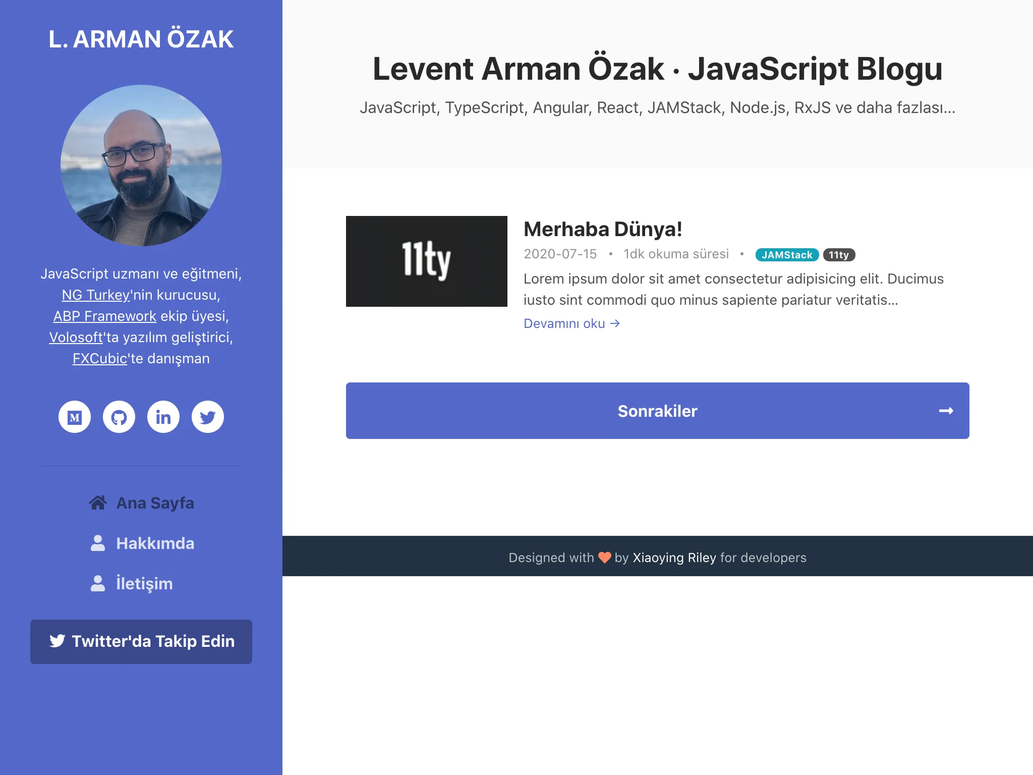 Eleventy'de yaratılan kucuk resim listenin solunda